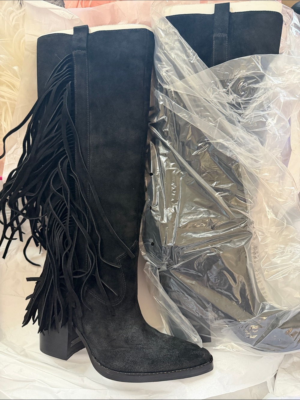 Vince Camuto Knee High Fringe Boot